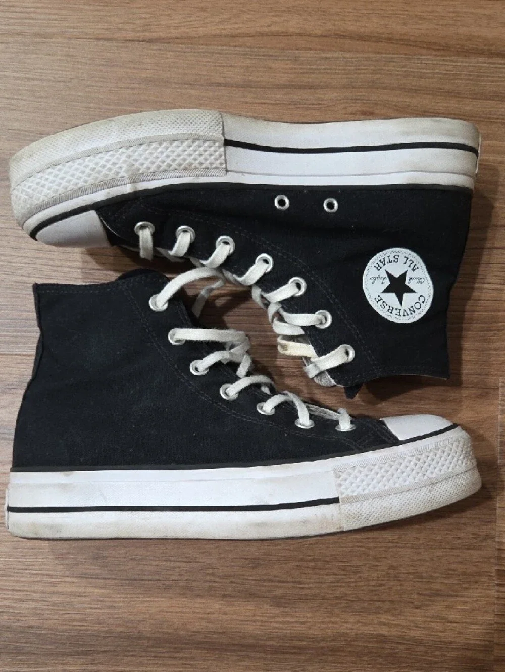 Converse Black High Top Platform Sneakers - Picture 2 of 7